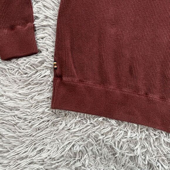 Eddie Bauer Mens Henley Sweater Ribbed Maroon Size Medium - Picture 6 of 9